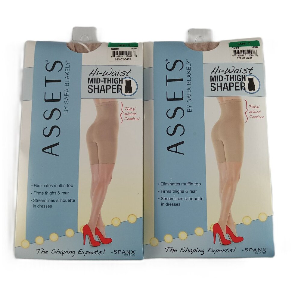 Spanx Assets Women's Hi-Waist Mid Thigh Shaper 2 Pack Size 3 Nude Slimming